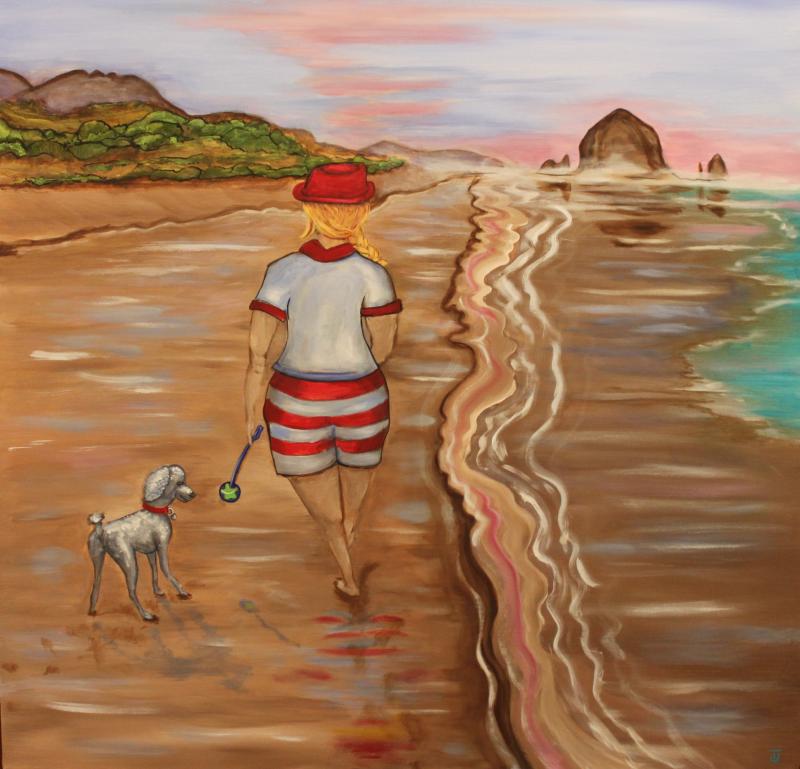 acrylic painting throw the ball
